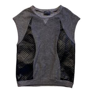 Astr woman small black casual cap sleeve tank gray faux leather quilted grunge e